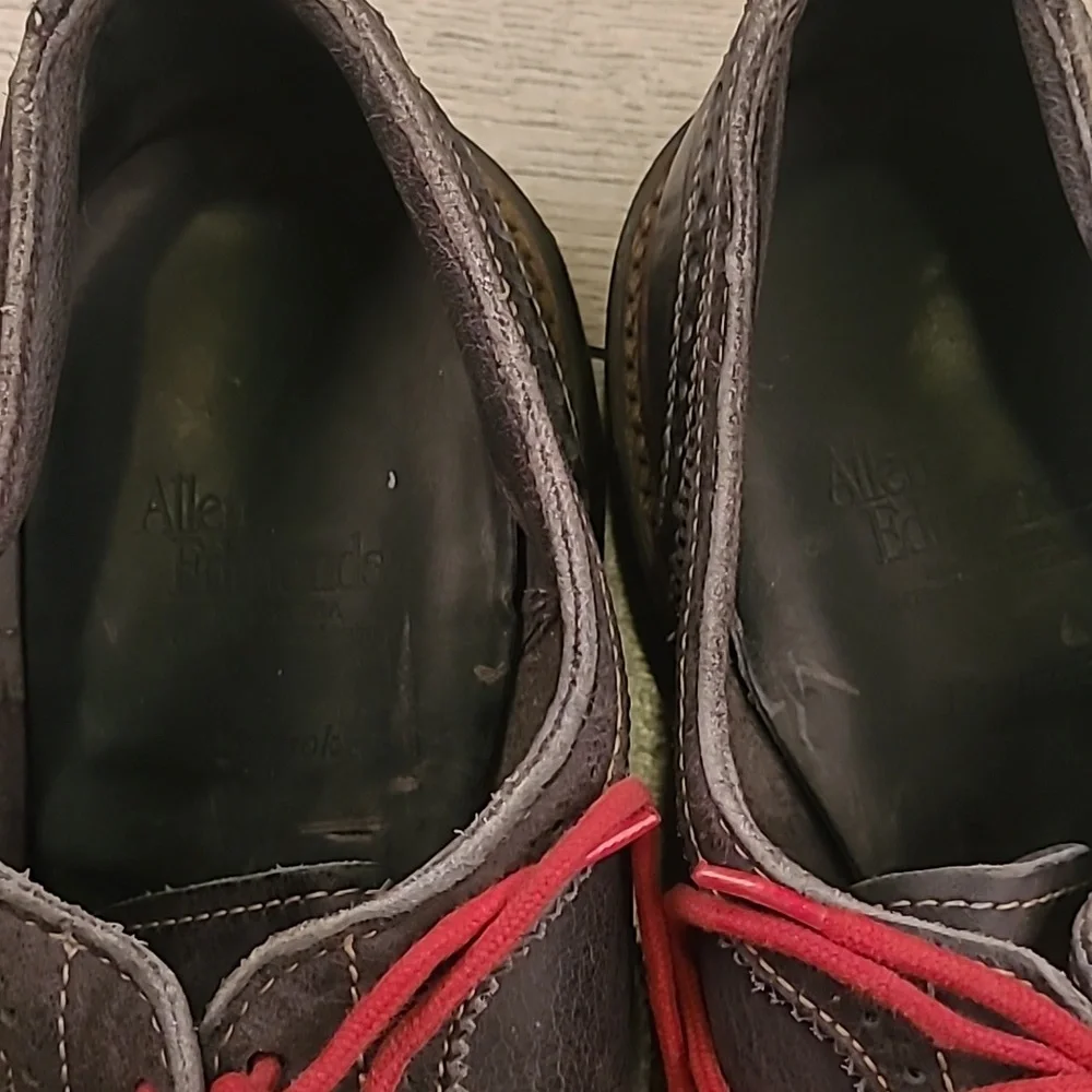 ALLEN EDMONDS Neumok Dark Grey Leather Red Laces Sz 11‎ D Mens Wing Tip Shoes